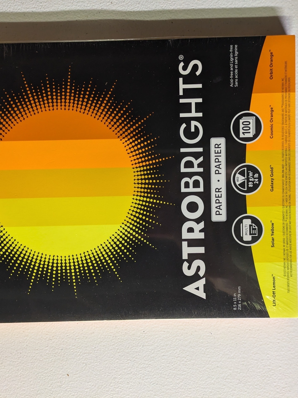 Astrobrights Solar Yellow & Cosmic Orange Colored Paper Pack